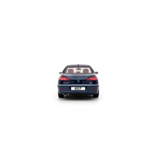 Peugeot 607 3.0 V6 Phase 2 Blue Montebello 2008 OttO mobile 1:18 Resinemodell (Türen, Motorhaube... nicht zu öffnen!)